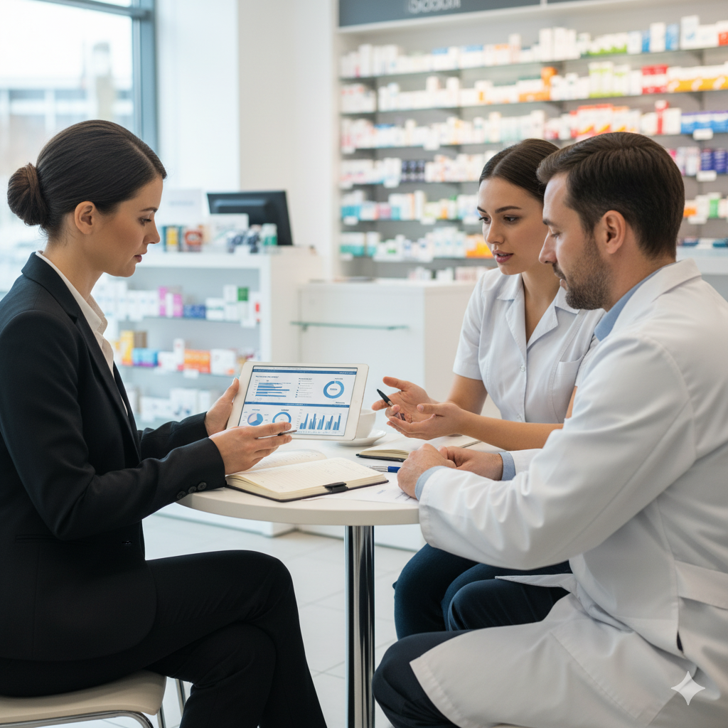A modern and clean pharmacy interior